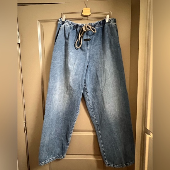 Fear of God Essentials Denim Drawstring Lounge Pants Large - Picture 3 of 8